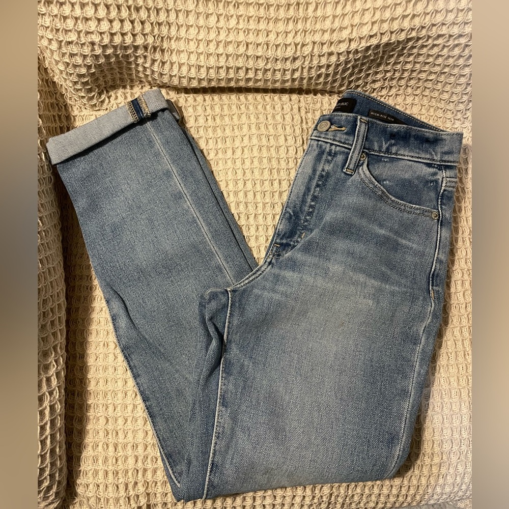 High Rise Slim Classic Blue Denim Jeans